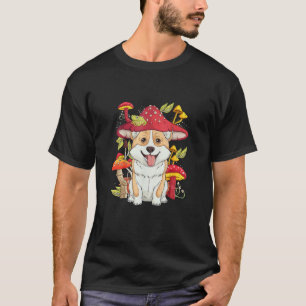 Vintage Cottagecore Corgi Dog mushroom fungi Corgi T-Shirt