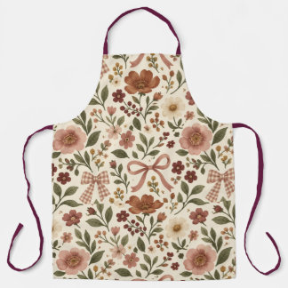 Vintage Cottagecore Floral Bow Fabric | Romantic Apron