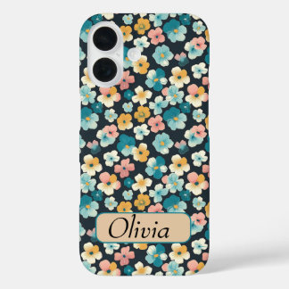 Vintage Cottagecore Florals in Blue & Yellow iPhone 16 Case