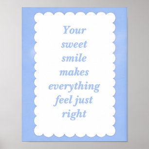 Vintage Cottagecore Inspired Blue Floral Quote Poster