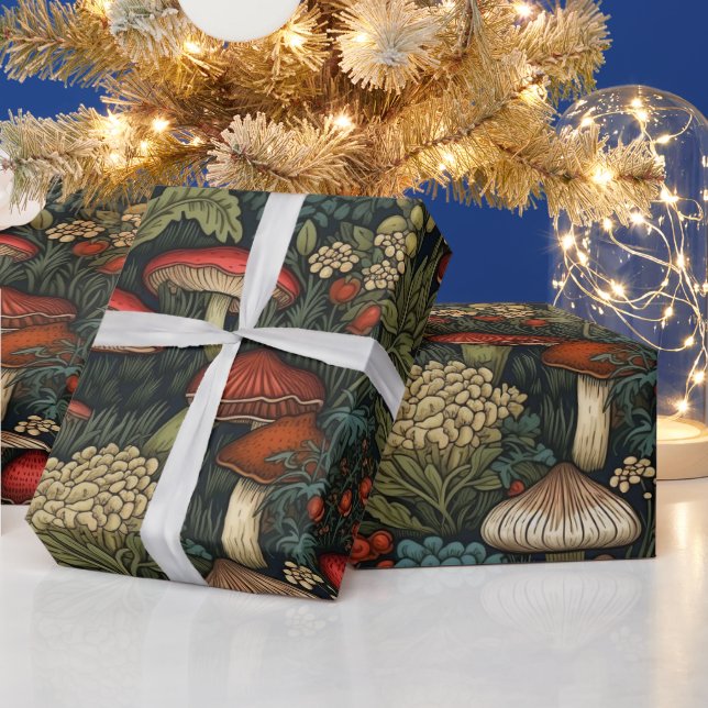 Vintage Cottagecore Mushrooms Wrapping Paper (Holidays)