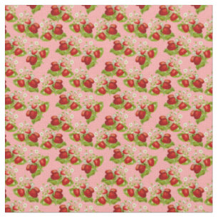 vintage cottagecore strawberries pink strawberry fabric