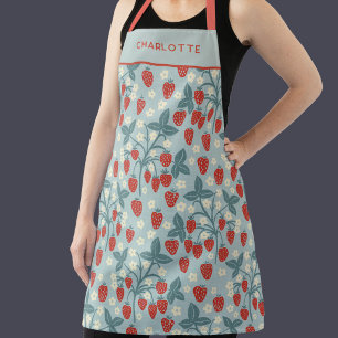 Vintage Cottagecore Strawberry Floral Botanical Apron