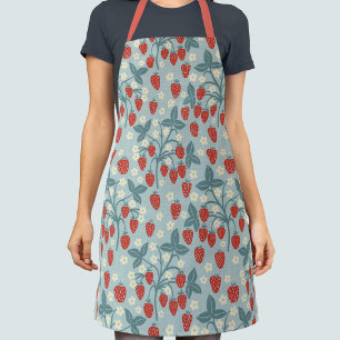 Vintage Cottagecore Strawberry Floral Botanical Apron