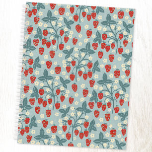 Vintage Cottagecore Strawberry Floral Botanical Notebook