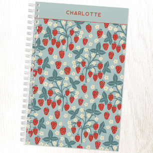 Vintage Cottagecore Strawberry Floral Personalised Notebook