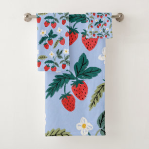 Vintage Cottagecore Strawberry Pattern Bath Towel Set