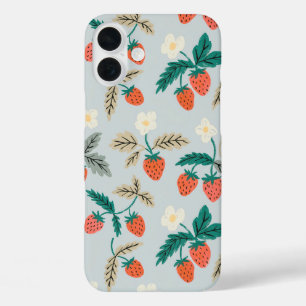 Vintage Cottagecore Strawberry Pattern iPhone 16 Plus Case