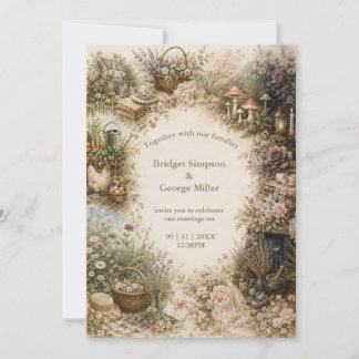 Vintage Cottagecore Wedding Garden Invitation