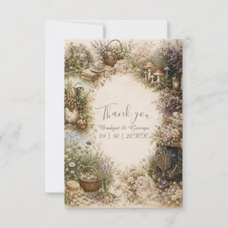 Vintage Cottagecore Wedding Garden Thank You Card