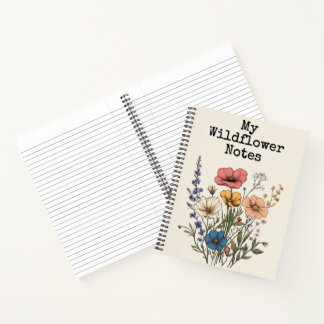 Vintage Cottagecore Wildflower Illustration Notebook