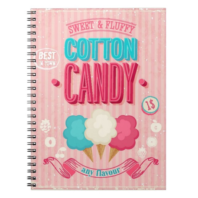 Vintage Cotton Candy Poster Spiral Notebook (Front)