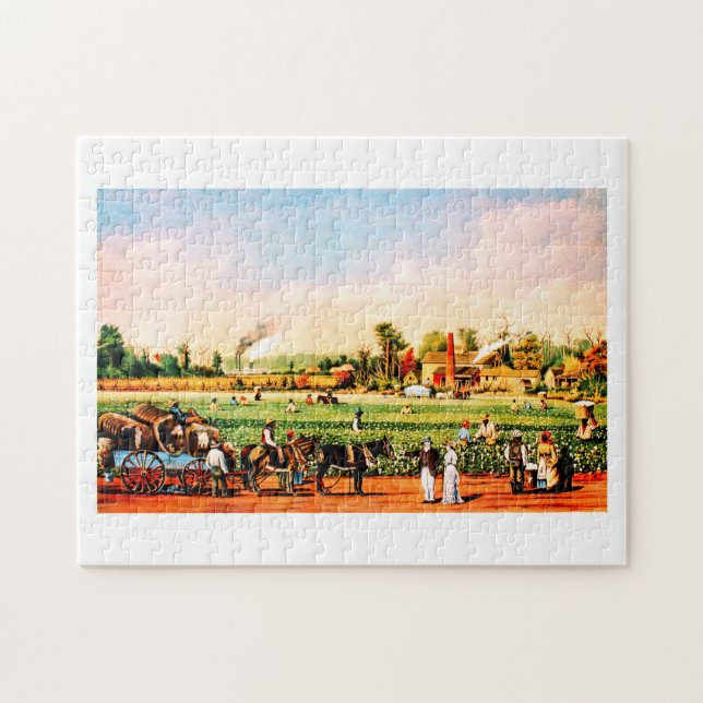 Vintage cotton plantation scene jigsaw puzzle (Horizontal)