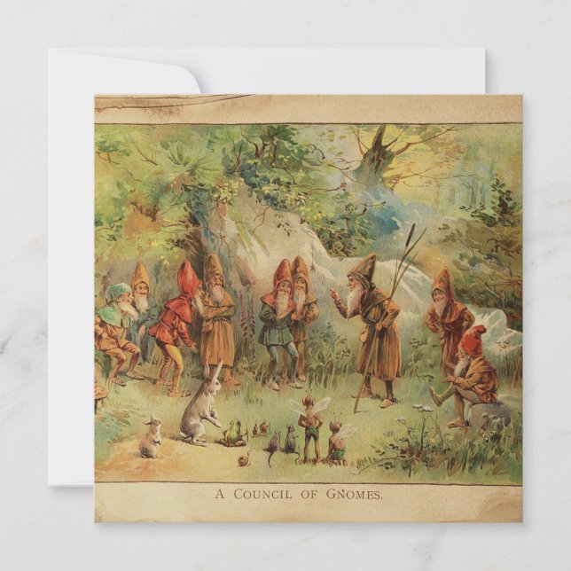 Vintage Counsel Of The Gnomes Holiday Card (Front)