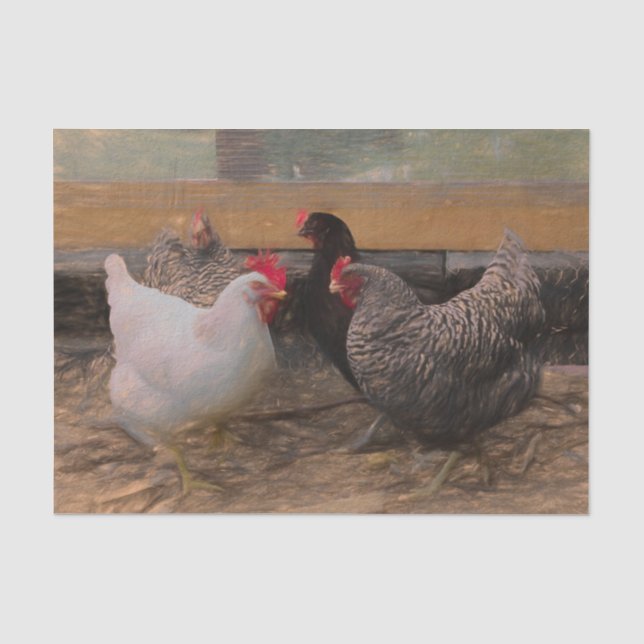 Vintage Country Barnyard Chicken Tissue Paper (Front)