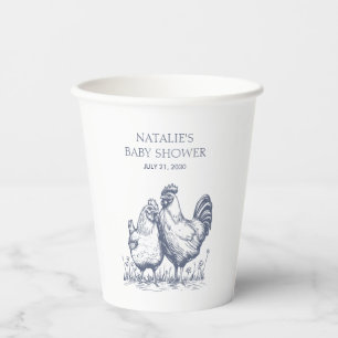 Vintage Country Charm Plaid Baby Shower Party Paper Cups