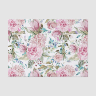 Vintage Country Chic Pink Teal Lavender Floral Tissue Paper