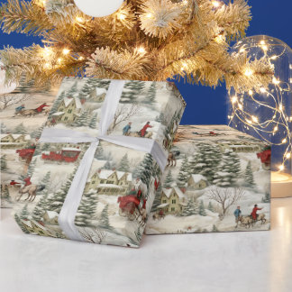 Vintage Country Christmas Wrapping Paper