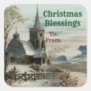 Vintage Country Church Square Sticker