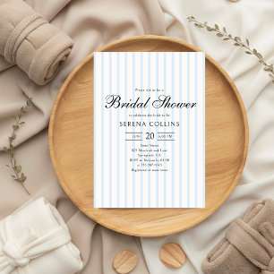Vintage Country Club Striped Blue Bridal Shower Invitation