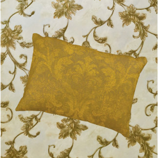 Vintage Country Cottage Faded Gold Damask Decorative Cushion
