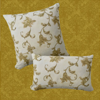 Vintage Country Cottage Faded Gold Vine Cushion
