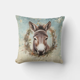 Vintage country Donkey Christmas Cushion