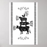 Vintage Country Farmhouse Stacked Farm Animal
