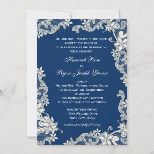 Vintage Country Floral Blue Changeable Colour Invitation