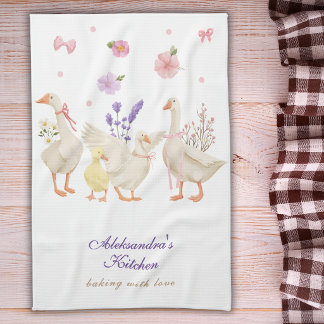 Vintage Country Geese Goose Monogram Customisable Tea Towel