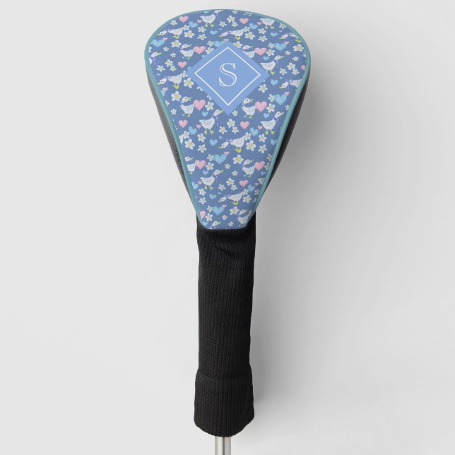 Vintage Country Geese Pattern Monogram Golf Head Cover (Front)