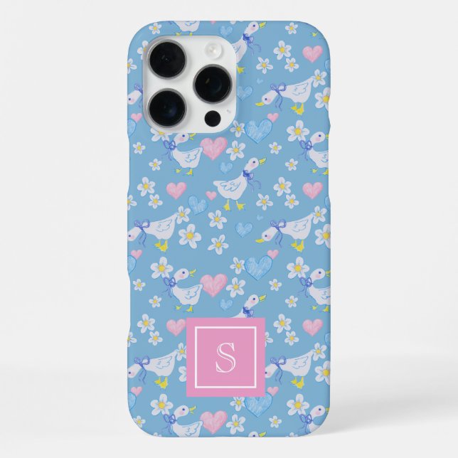 Vintage Country Geese Pattern Monogram iPhone Case (Back)