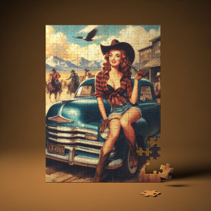 Vintage Country Girl Illustration Jigsaw Puzzle