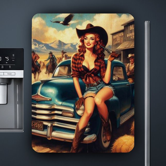 Vintage Country Girl Illustration Magnet (Creator Uploaded)