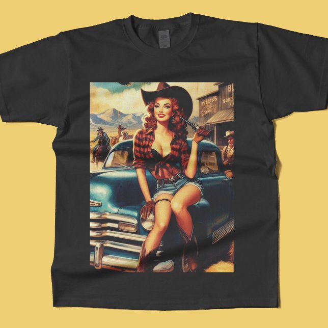 Vintage Country Girl Illustration T-Shirt (Creator Uploaded)