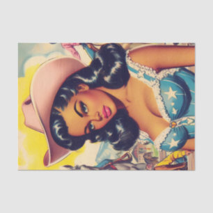 Vintage Country Girl Illustration Tissue Paper