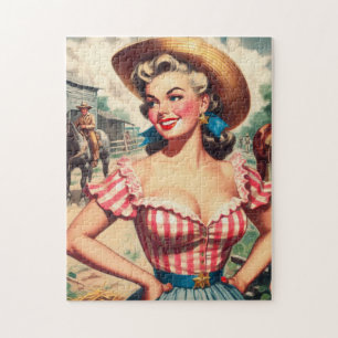 Vintage Country Girl Jigsaw Puzzle