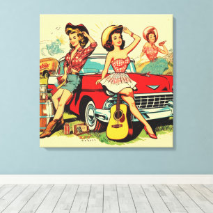 Vintage Country Girls Canvas Print