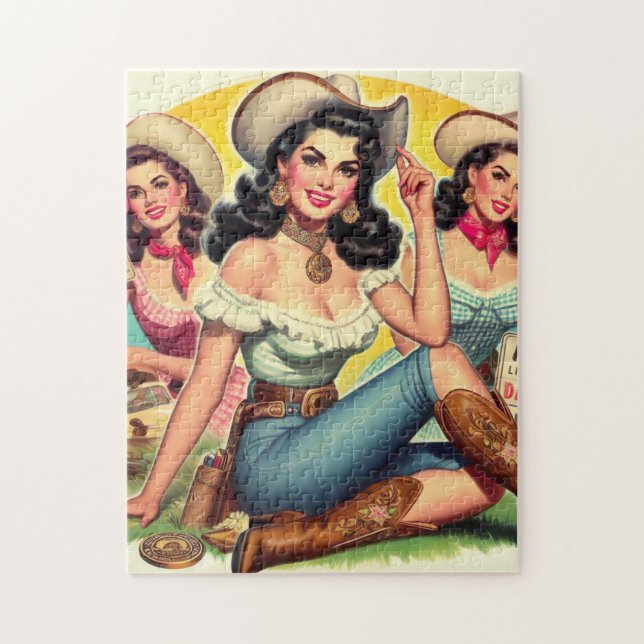 Vintage Country Girls Jigsaw Puzzle (Vertical)