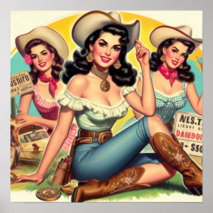 Vintage Country Girls Poster