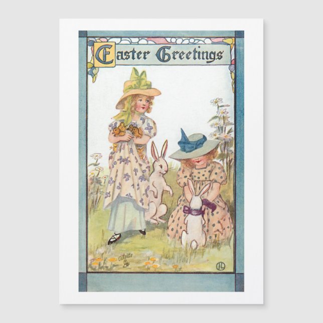 Vintage Country Girls with Easter Bunnies & Chicks (Front)