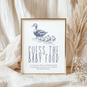 Vintage Country Guess Baby Food Baby Shower Game Poster