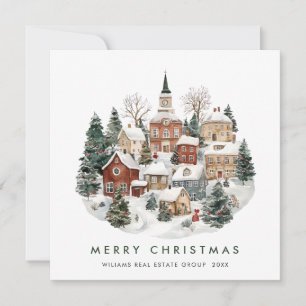 Vintage Country House Christmas Tree Corporate Holiday Card