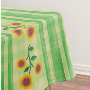 Vintage Country Kitchen Rustic Green Yellow  Tablecloth