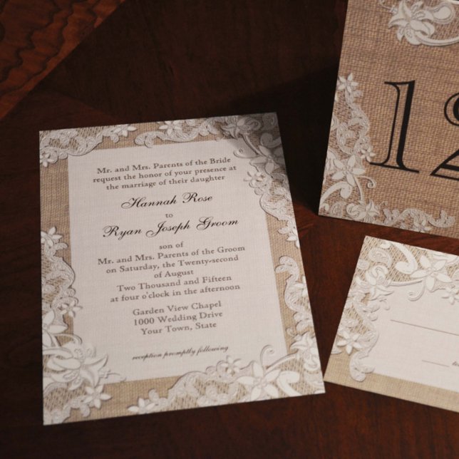 Vintage Country Lace Design and Burlap Invitation (Creator Uploaded)