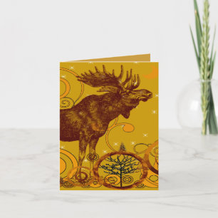 Vintage Country Moose Thank You Card