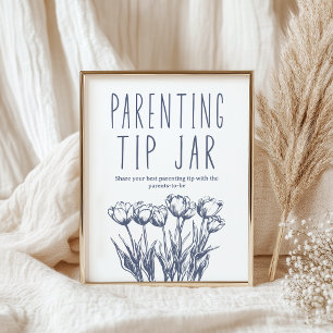 Vintage Country Parenting Tip Jar Baby Shower Sign
