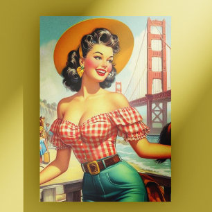 Vintage Country Pin Up Postcard