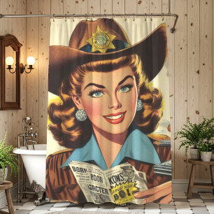 Vintage Country Pulp Girl Shower Curtain
