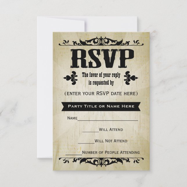 Vintage Country RSVP Reply Cards (Front)